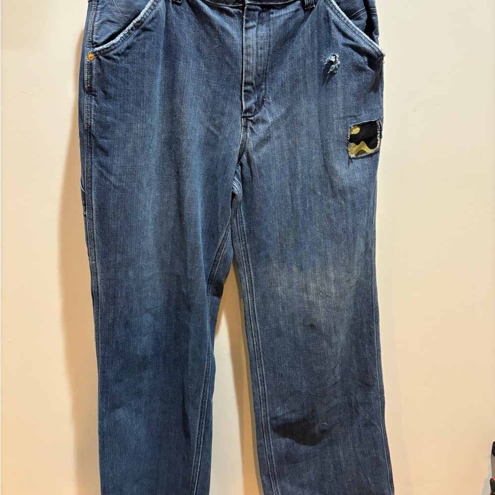 Old Navy Men's Vintage Painters Jeans Size 34x30 Reworked Loose Fit Distressed